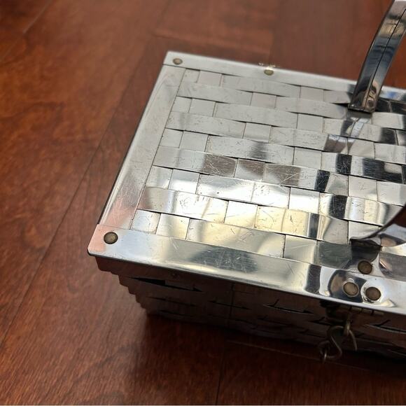 Vintage Dorset Rex 50s Silver Metal Basket Weave Lattice Box Purse - Picture 9 of 16